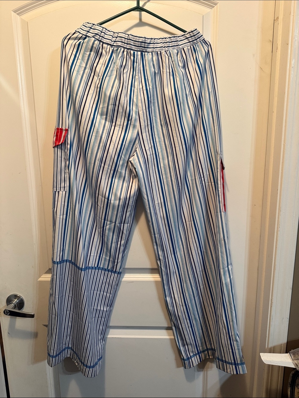 Casual, Lightweight Blue & White Striped Pants